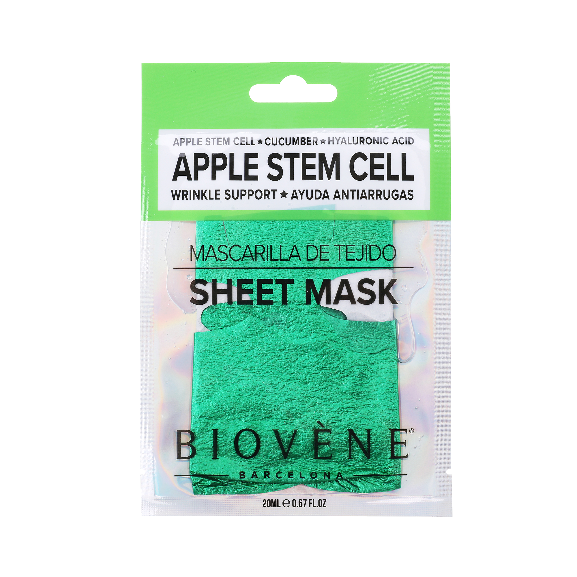 APPLE STEM CELL Wrinkle-Support Glam Sheet Mask with Cucumber and Hyaluronic Acid